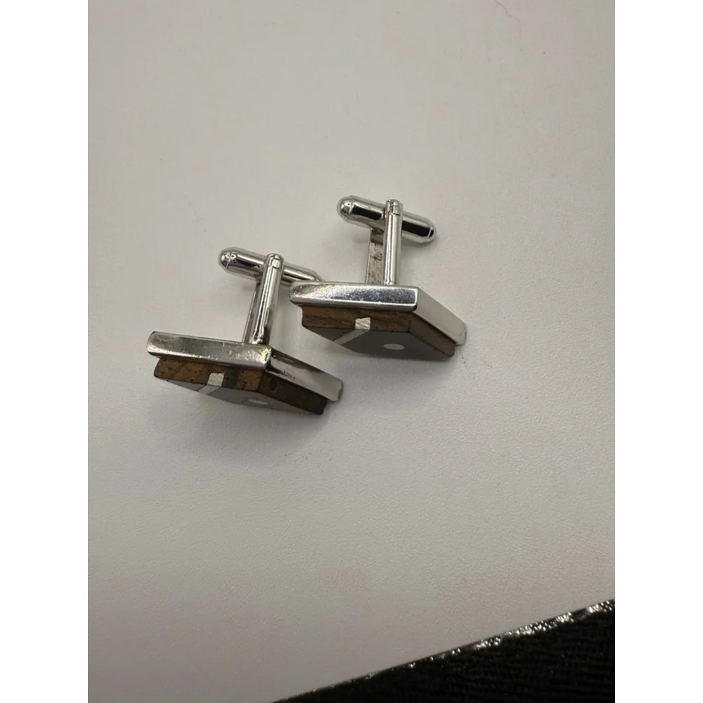 Men's Unbranded Silver & Brown Diamond Shape Cuff Links One Size